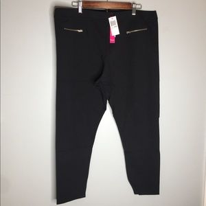 Catherine Malandrino Woman Sz/2Xl ZIP Pointe Black Skinny Pants
